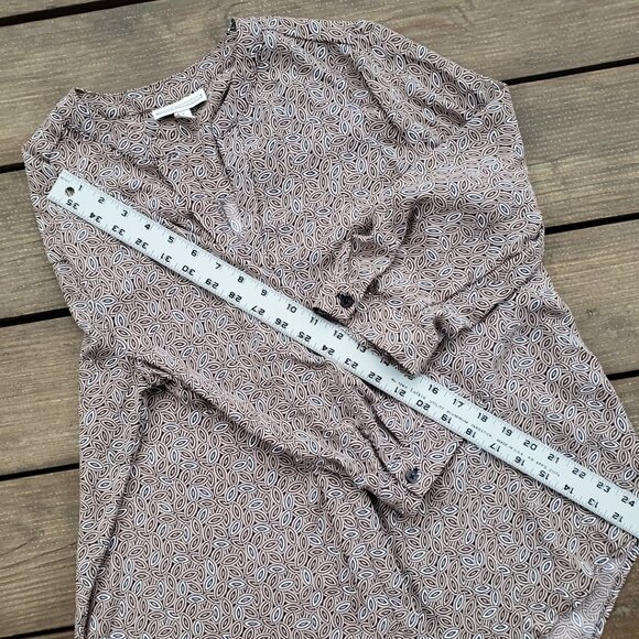 Dana Buchman Henley Blouse Geometric Print Tunic Top Medium - Picture 6 of 8